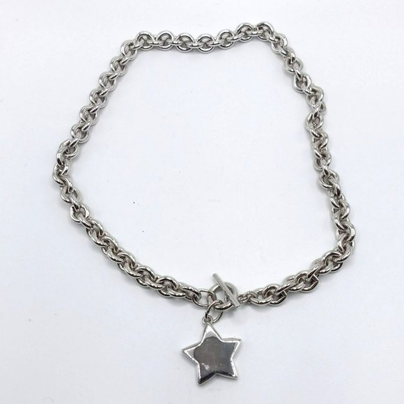 Lot Of 3 Trendy Silver Tone Heart Chain Faux Turquoise Statement Necklaces - Picture 5 of 8